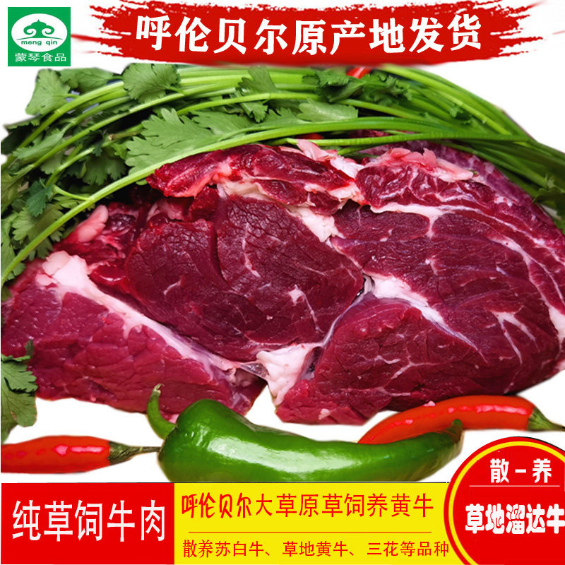 呼伦贝尔大草原纯散养草饲黄牛肉蒙琴生牛肉牛腱子肉牛腩里脊上脑