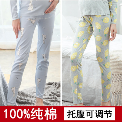 100%纯棉孕妇秋裤可调节腰保暖裤