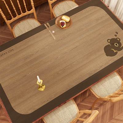 仿实木纹防水防油免洗桌垫原木色餐桌布轻奢高级感茶几垫电视柜垫