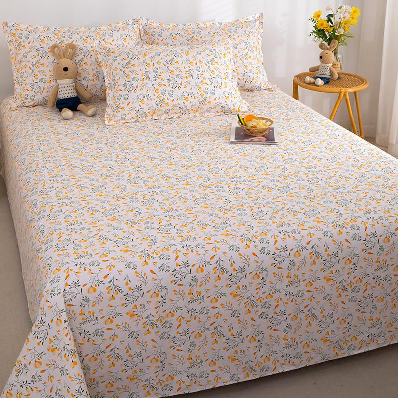 纯棉床单单件100全棉四季单人被单宿舍三件套1.5米斜纹加厚枕套2