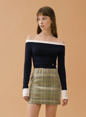 Septhouse 限量款格子亮片短裙意大利进口面料一字半身裙