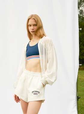 Septhouse 复古学院休闲白色绣花运动短裤夏日新品女