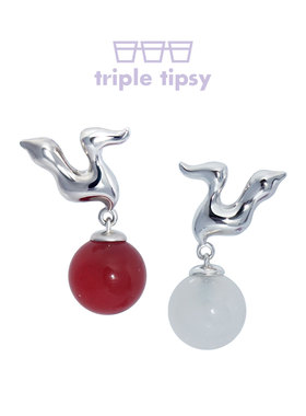 triple tipsy三倍微醺 塞壬系列 飞鸟衔珠玛瑙耳环 古风新中式