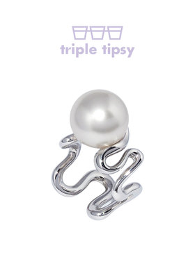 蛇形缠绕华丽大珍珠开口戒指