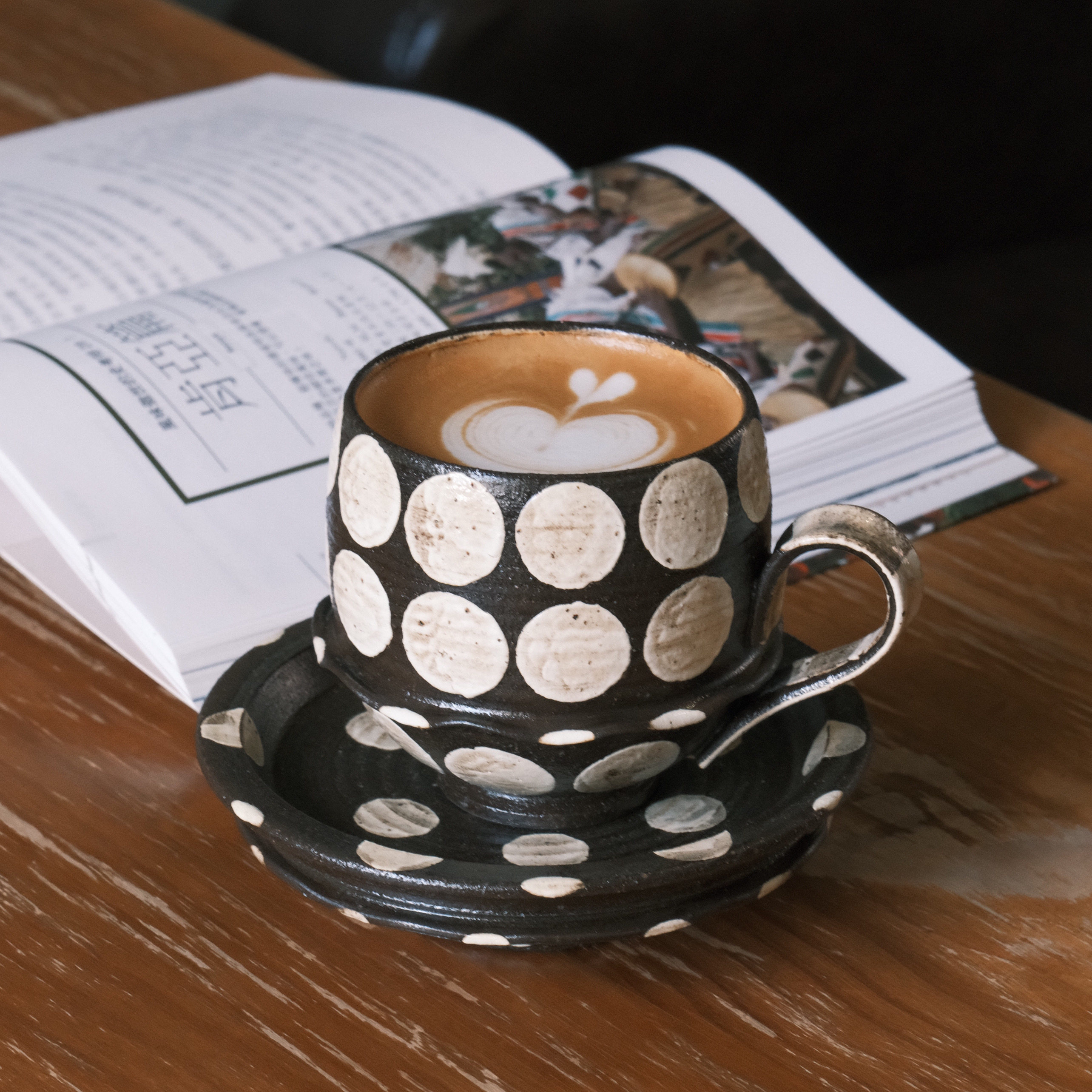 春辰粉引波点咖啡杯碟套装景德镇手作陶瓷杯拿铁拉花办公室下午茶,餐饮具,咖啡杯,淘宝优惠券,粉丝福利购,淘宝优惠卷