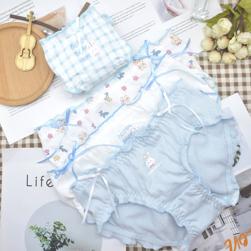 梦游仙境 可爱甜美小兔子内裤全棉裆女生三角裤泡泡棉柔软舒适