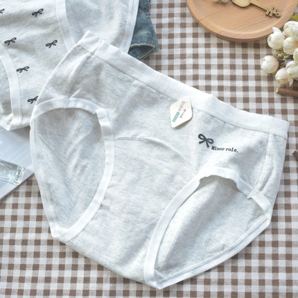 蝴蝶结猫咪 加长裆7A抗菌纯棉内裤女新款透气纯色经期少女三角裤