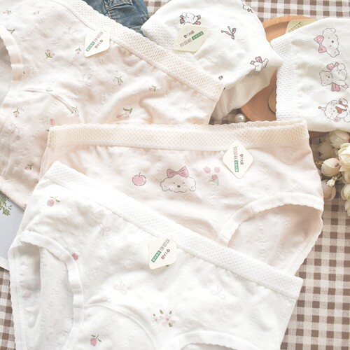 小熊茶会 7A抗菌A类婴儿棉内裤中腰纯棉舒适女生全棉加长裆三角裤