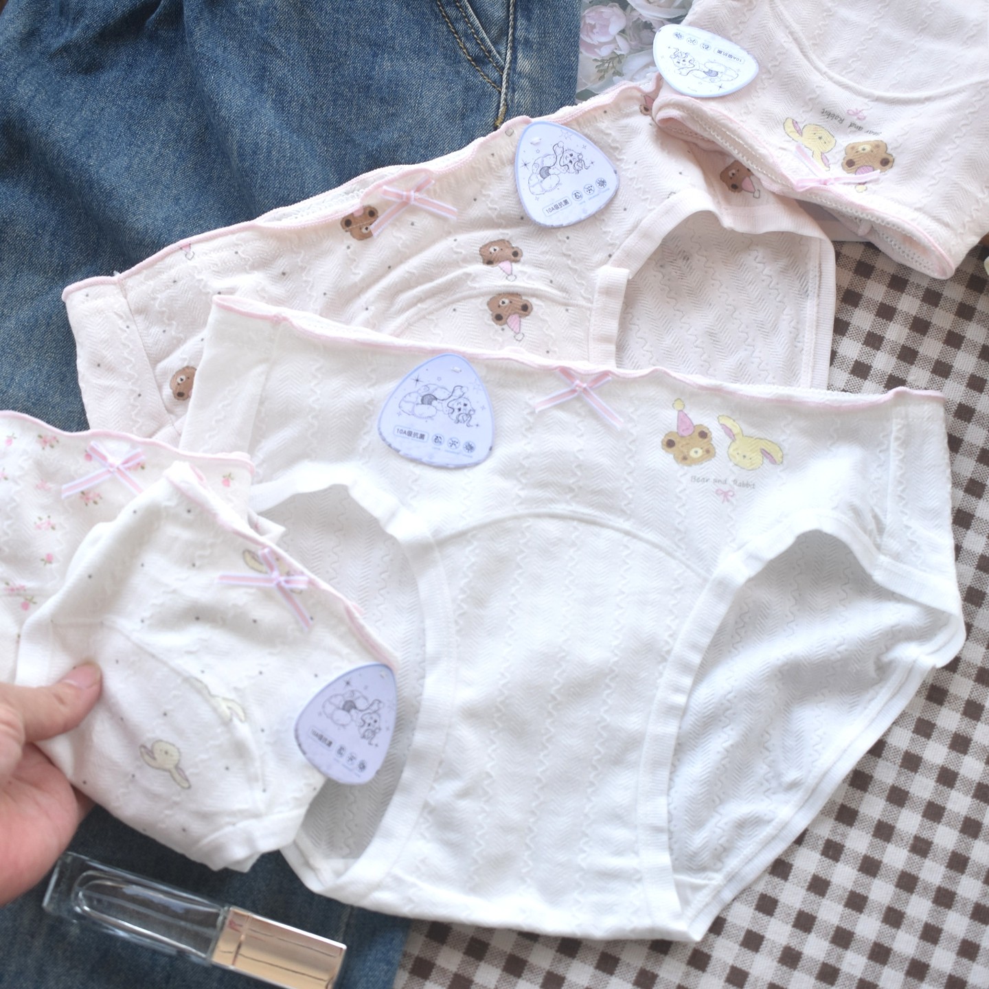 碎花小兔 10A抗菌18cm加长裆A类少女风兔子纯棉内裤女中腰三角裤,女士内衣/男士内衣/家居服,女三角裤,淘宝优惠券,粉丝福利购,淘宝优惠卷