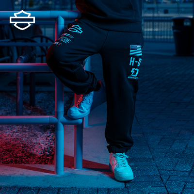 哈雷戴维森 Factory Racing系列休闲裤男女同款纯棉束脚运动裤