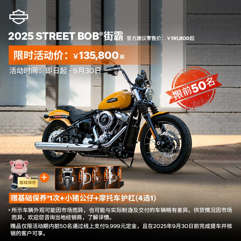 哈雷戴维森2025 Street Bob® 街霸定金 非全款尾款门店支付