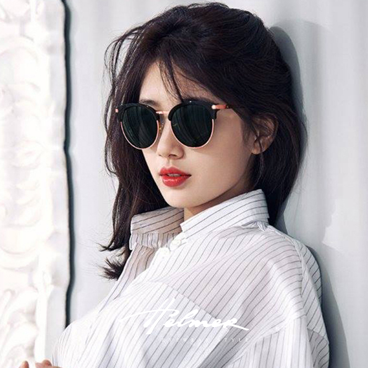 gm墨镜新款街拍白框ins网红偏光