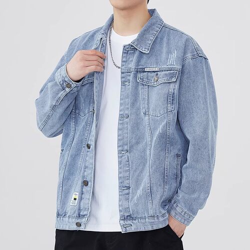 G5G6小魔怪牛仔小魔鱼牛仔棒球小子浅色牛仔外套男士春季美式潮牌