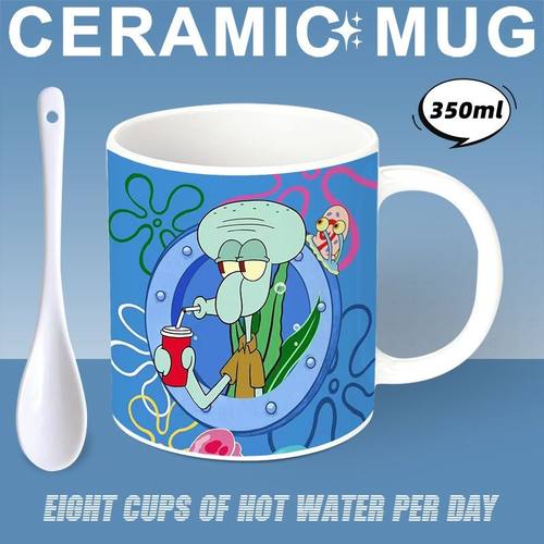 海绵宝宝派大星章鱼哥蟹老板小蜗陶瓷马克杯桌面摆件家用牛奶杯