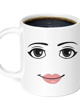 可爱简约roblox女人脸部表情马克杯创意男生陶瓷早餐咖啡牛奶杯子