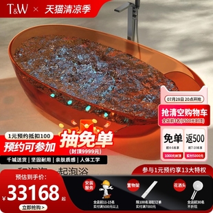 双人网红泡浴池 特拉维尔家用透明树脂按摩浴缸智能汽泡冲浪独立式