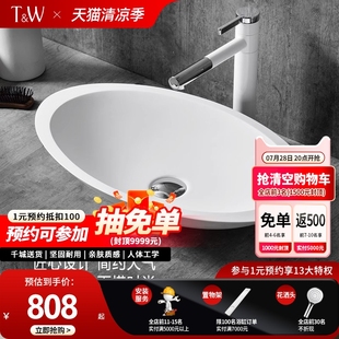 TW特拉维尔椭圆形人造石台上盆家用轻奢PMMA民宿卫生间阳台洗手盆