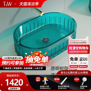 TW特拉维尔透明树脂台上盆阳台洗手盆小尺寸家用方形圆形洗漱脸盆