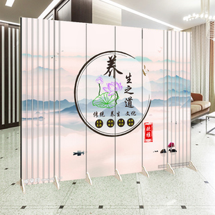 中医养生之道美容折叠屏风隔断简约时尚现代客厅玄关按摩推拿经络
