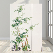 竹子竹报平安折叠移动屏风隔断墙简约现代客厅玄关门厕所双面遮挡
