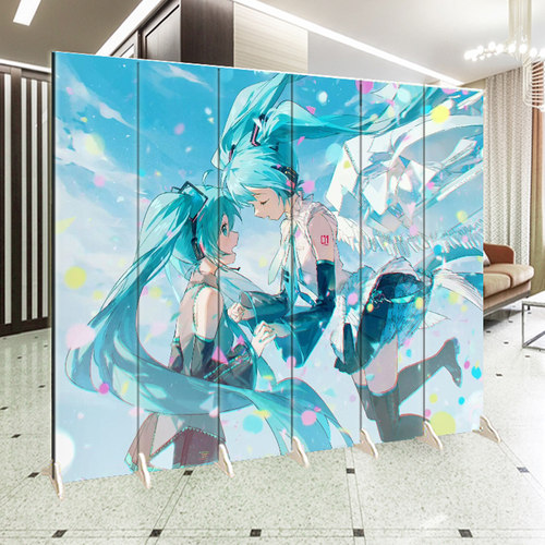 二次元初音未来动漫折屏风隔断墙