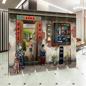 怀旧复古年代小卖部折叠屏风隔断时尚 客厅玄关门饭店餐馆美食烧烤