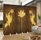 佛手佛堂佛龛寺庙遮挡禅意中式 饰 折叠屏风隔断客厅玄关入户家用装