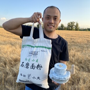 新疆石磨面粉天山旱沃红星小麦磨面粉旱田石磨冬小麦10斤/袋面粉