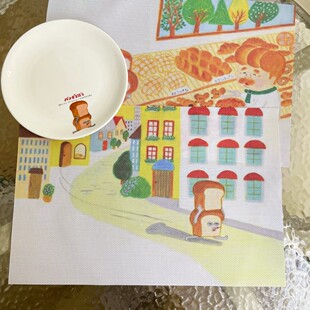 柴田启子素描风卡通面包小偷绘本系列餐垫印花隔热杯垫防滑防烫餐