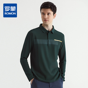 休闲百搭男T恤双面磨毛长袖 Polo衫 上衣 秋冬加绒保暖长袖 罗蒙男士