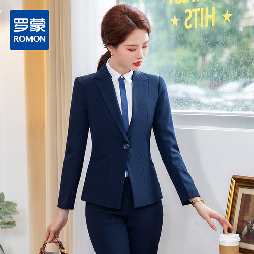 罗蒙春秋装女式小西装外套修身显瘦一粒扣商务通勤OL单西服上衣外