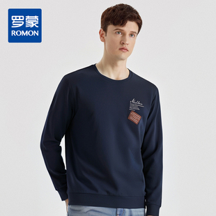 卫衣贴布字母印花卫衣男士 男装 罗蒙春季 舒适休闲百搭 肌理提花