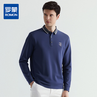 绣花胸标 t恤男商务男士 罗蒙春秋男士 男长袖 polo 仿丝光polo衫
