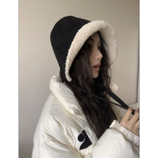 出口日韩 羊羔毛双面戴雷锋帽女秋冬骑车加绒防风护耳帽显脸小090