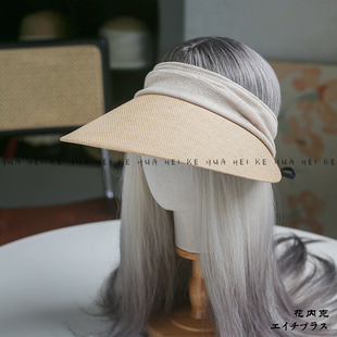 出口日韩~大帽檐空顶草帽女防晒遮阳显脸小户外度假出游太阳帽009