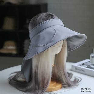 出口日韩~大帽檐遮阳帽女夏防晒全遮空顶帽户外透气太阳帽006
