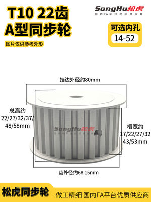 EAR4-T1000-22-A-P-d14至48孔T10 22齿同步带轮同步轮