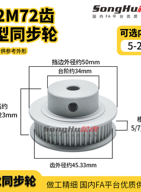 EBC01-S2M040 60-72-B-P-d5至24孔现货S2M72齿同步轮铝皮带轮齿轮