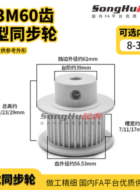 HTPA60S3M060 100-B-P-d8至30孔现货S3M60齿同步轮同步带轮齿轮
