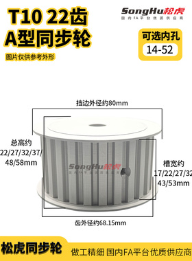 EAR71-T10500-22-A-P-d14至48孔T10 22齿同步带轮同步轮