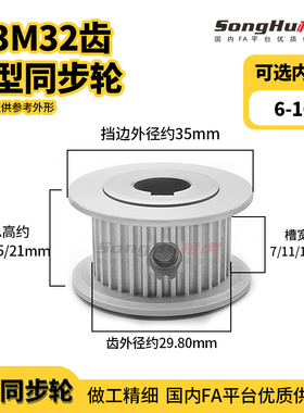 HTPA32S3M060 100 150-A-N-d8至16孔现货S3M32齿同步轮同步带轮