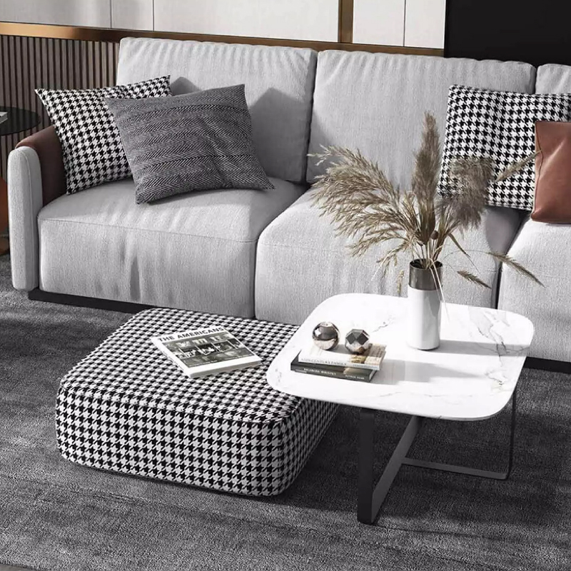 千鸟格沙发脚踏家用换鞋凳休闲凳可移动坐凳座墩凳子贵妃榻脚踏凳