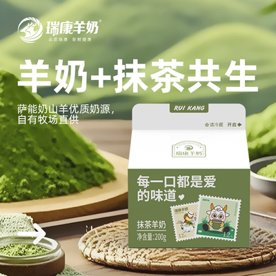 瑞康新品抹茶羊奶饮料早餐奶植物蛋白饮料羊奶生羊乳抹茶鲜羊奶