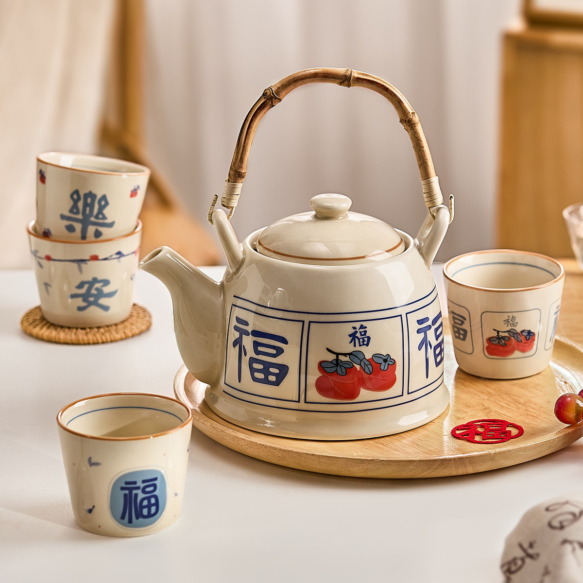 中式陶瓷泡茶壶套装家用乔迁新居礼盒礼物水壶茶杯子茶具结婚送礼,餐饮具,茶壶,淘宝优惠券,粉丝福利购,淘宝优惠卷