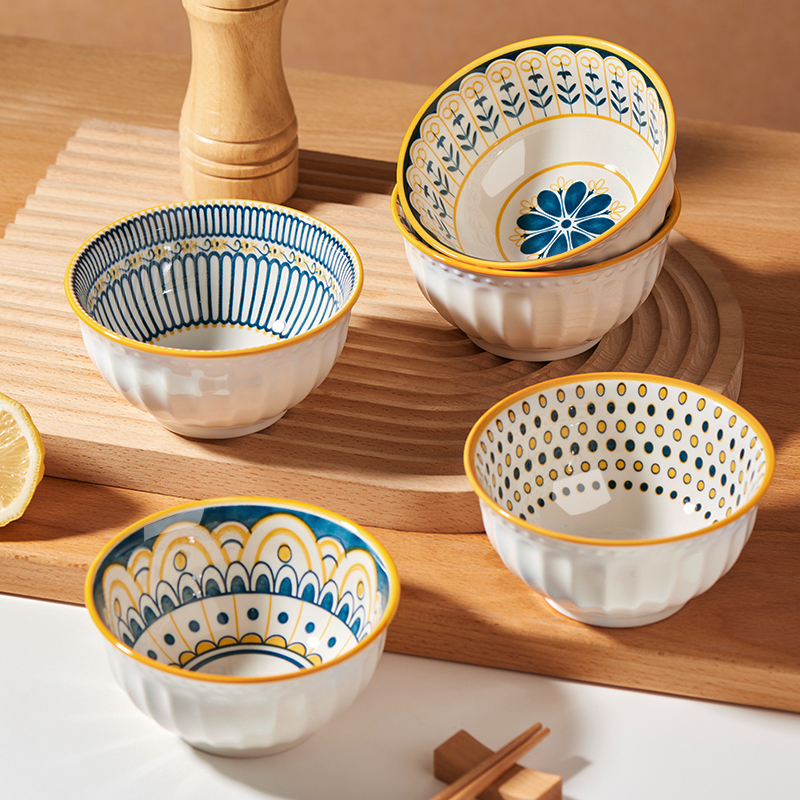 日式陶瓷米饭碗家用5寸小碗高颜值吃饭碗个人专用碗好看的碗星罗