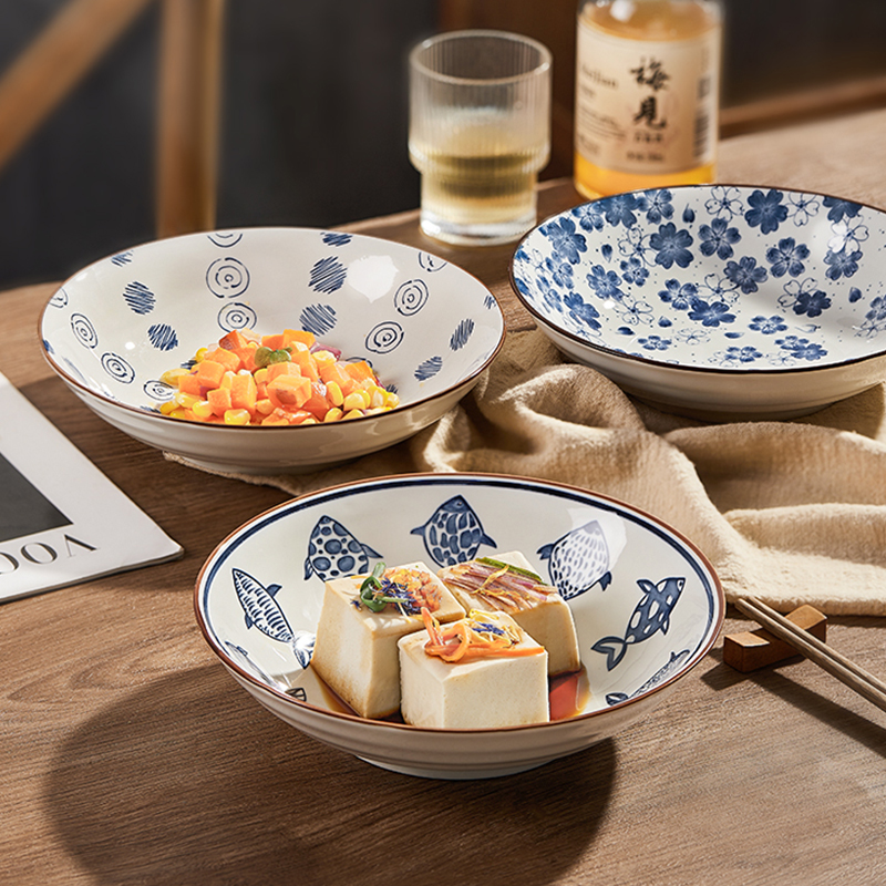 盘子菜盘陶瓷圆盘创意网红餐盘