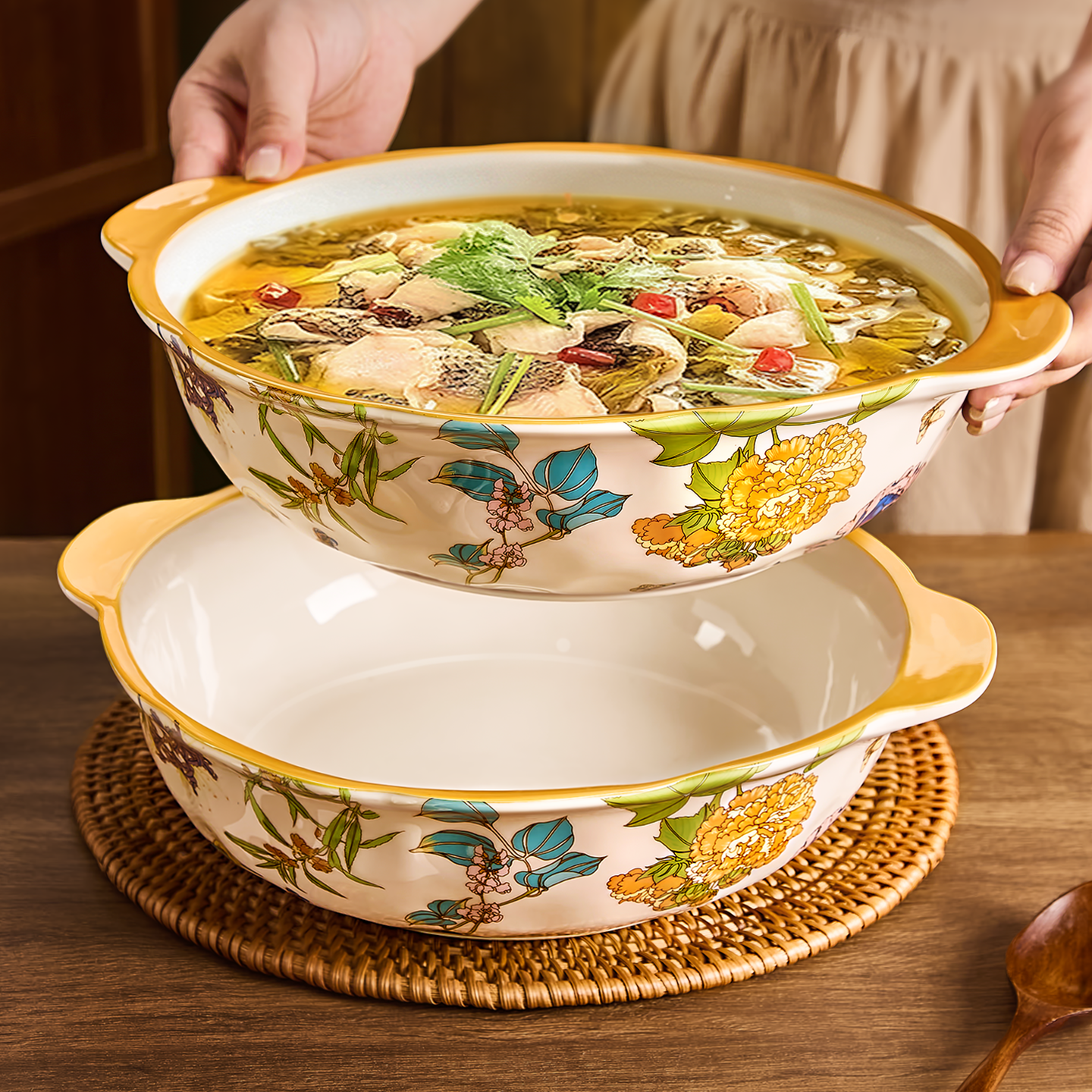 酸菜鱼大盆碗家用2025新款高颜值双耳汤碗大碗水煮鱼碗12英寸汤盆,餐饮具,碗,淘宝优惠券,粉丝福利购,淘宝优惠卷