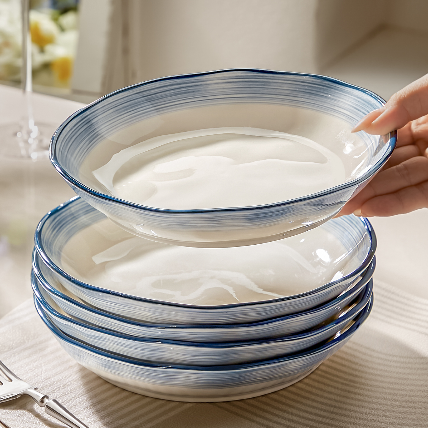 【渐变星河蓝】陶瓷盘子菜盘家用