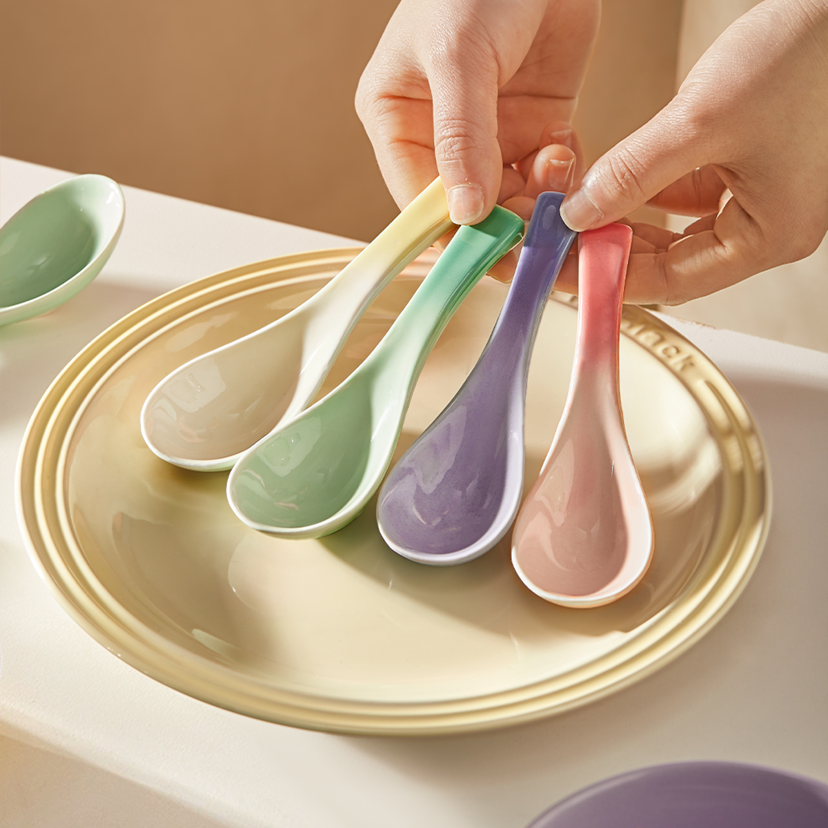 多巴胺陶瓷汤勺家用汤匙长柄高档