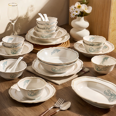 铃兰花法式碗碟套装家用2025新款